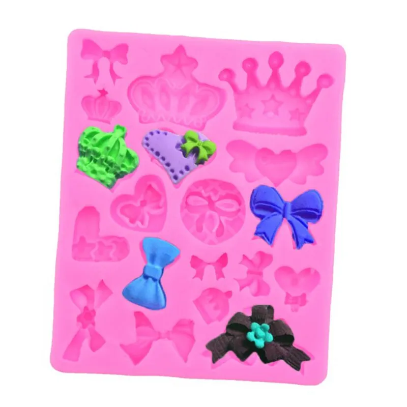 

Cartoon Crown Bow Tie Knot Silicone Mold Fondant Cake Cupcake Jelly Candy Chocolate Molds cake Decoration Baking Tool Moulds