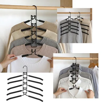 

5 In 1 Multi-Layer Clothes Hangers Space-Saving Multiple Non-Slip Hanger for Wardrobe can CSV
