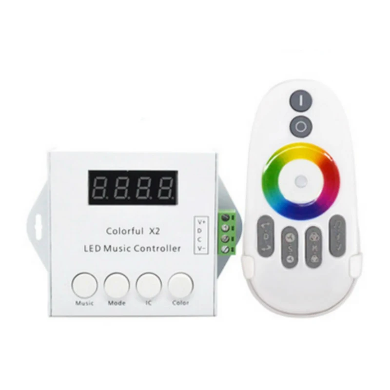 WS2811/WS2812B/USC1903 светодиодный цифровой музыкальный контроллер красочный x1 x2 контроллер с РЧ сенсорным пультом дистанционного DC5-24V для RGB полосы света