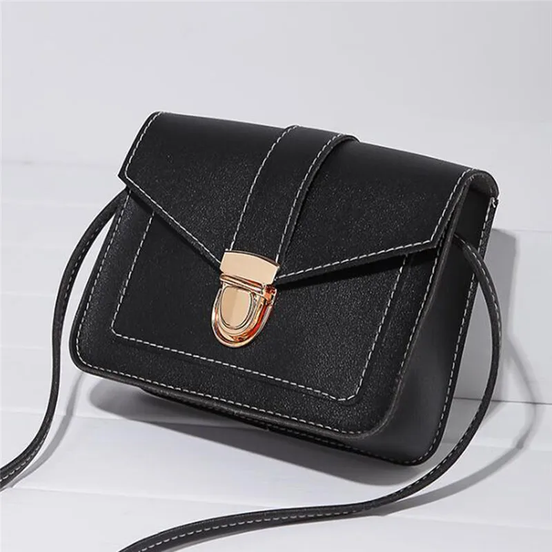 Модные маленькие сумки через плечо для женщин Мини из искусственной кожи Сумка через плечо дамская сумочка для телефона - Цвет: black