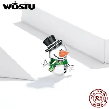 

WOSTU 925 Sterling Silver Little Snowman Merry Christmas Charm for Original Bracelet Silver 925 Jewelry Accessories FIC1665