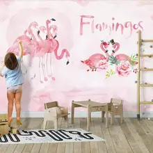 Пользовательские большие обои настенная живопись скандинавские ins розовые Фламинго Обои для рабочего стола