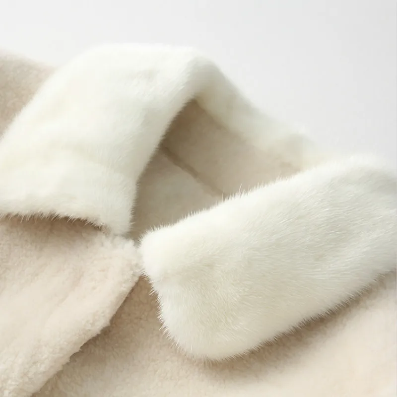 Шуба из натурального меха женская зимняя шуба из овечьей шерсти Женская длинная куртка с воротником из натурального меха норки женская одежда WPHPC58 YY1131