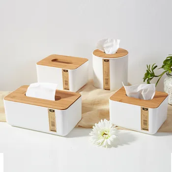 

White Creative Square Wooden Tissue Box Holder Organizer Napkin Tissue Boxes Paper Servilletas De Papel Wipe Case BW50ZJ