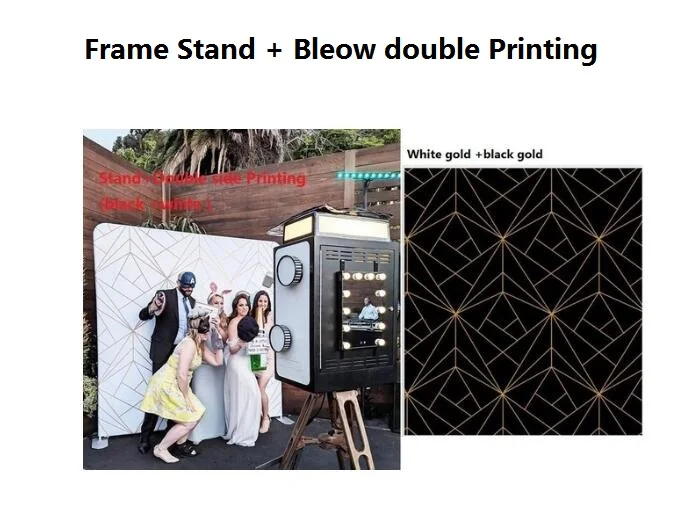 Stand with Printing 7,5/8/10FT белого и черного и золотого цвета линии 3D геометрический узор Подушка фон для фотографирования с изображением кирпичной стены стойка каркаса Фотофон для фотографий и вечерние - Цвет: Stand with Printing