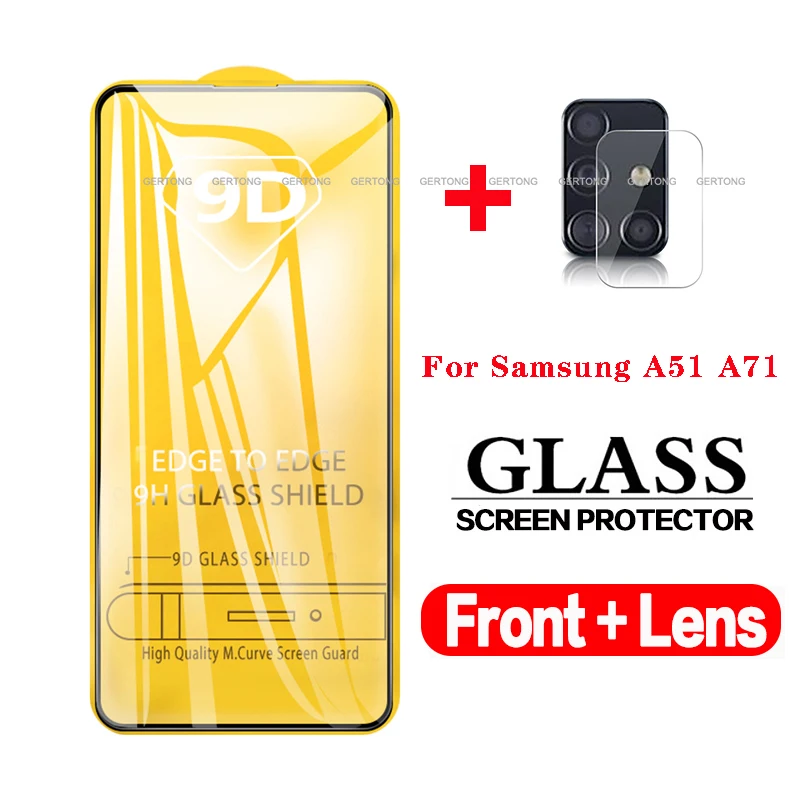 Закаленное стекло с полным покрытием для Samsung Galaxy A51 A71 Защитное камеры samsung A515F A 71