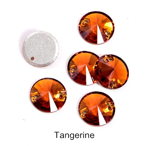 40pcs AAAAA Quality 12mm Round Rivoli Glass Sew On Rhinestones Flatback Crystal Sewing Strass for DIY Wedding Dress B1248 - Цвет: T259-Tangerine