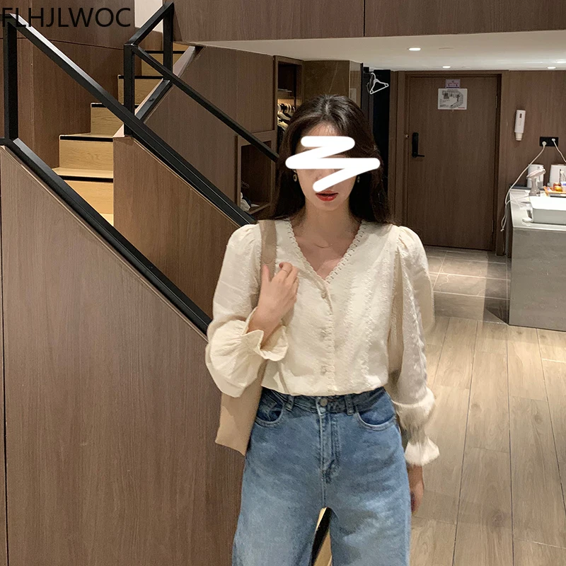 2021 Spring Women's Cute Chic Tops Preppy Style Vintage Japanese Korea Design Button Elegant Formal Shirts Blouses 4