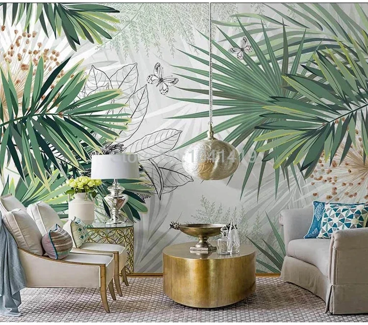 Custom 3D Wall Mural Modern Hand Painted Tropical Plants Rainforest Palm Leaves Photo Wallpaper Living Room Bedroom Decor Fresco