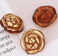 10pcs Crystal Buttons Candy Color Gold Edge Clear Rose Flower Acrylic Buttons for Decoration Handmade Craft Sewing Accessories - Цвет: 10pcs