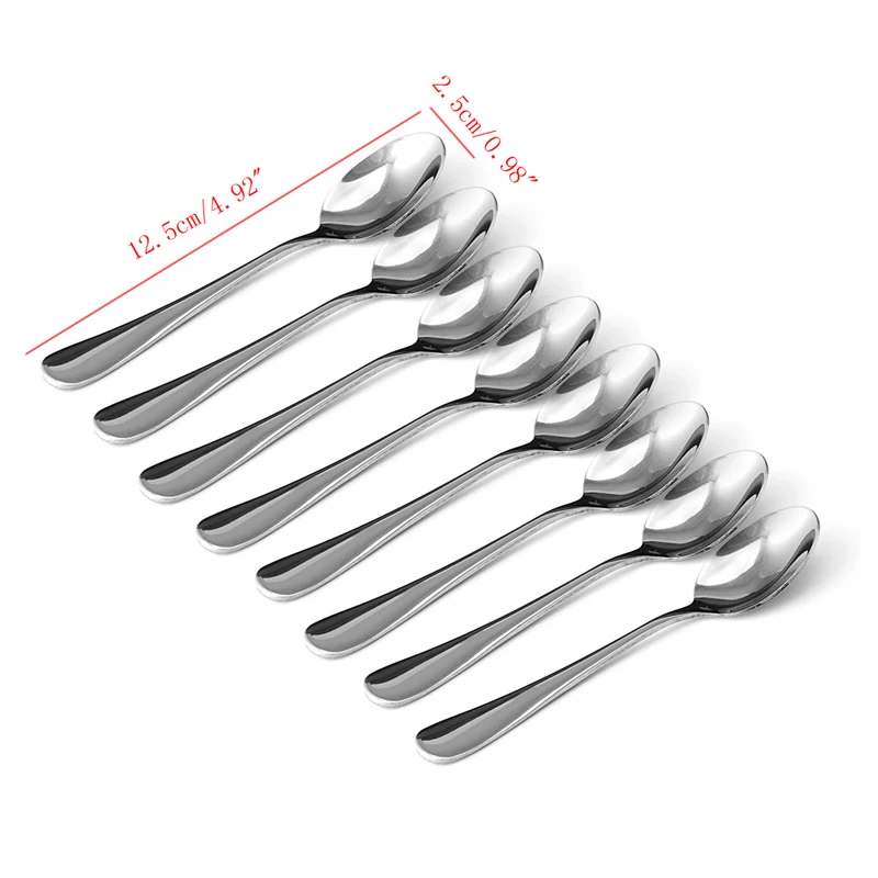 8 Pcs Demitasse Espresso Stainless Steel Spoon Tea Coffee Soup Rice New | Дом и сад