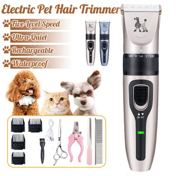 

12W 100-240V Electric Professional Hair Trimmer Clipper Pet Dog Cat Remover Cutter Grooming Kit USB Rechargeable