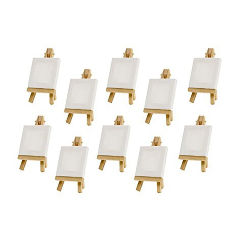 10 Sets Mini Display Easel With Canvas 8X8cm Wedding Table Numbers Painting Hobby Craft Diy Drawing Small G | Канцтовары для офиса