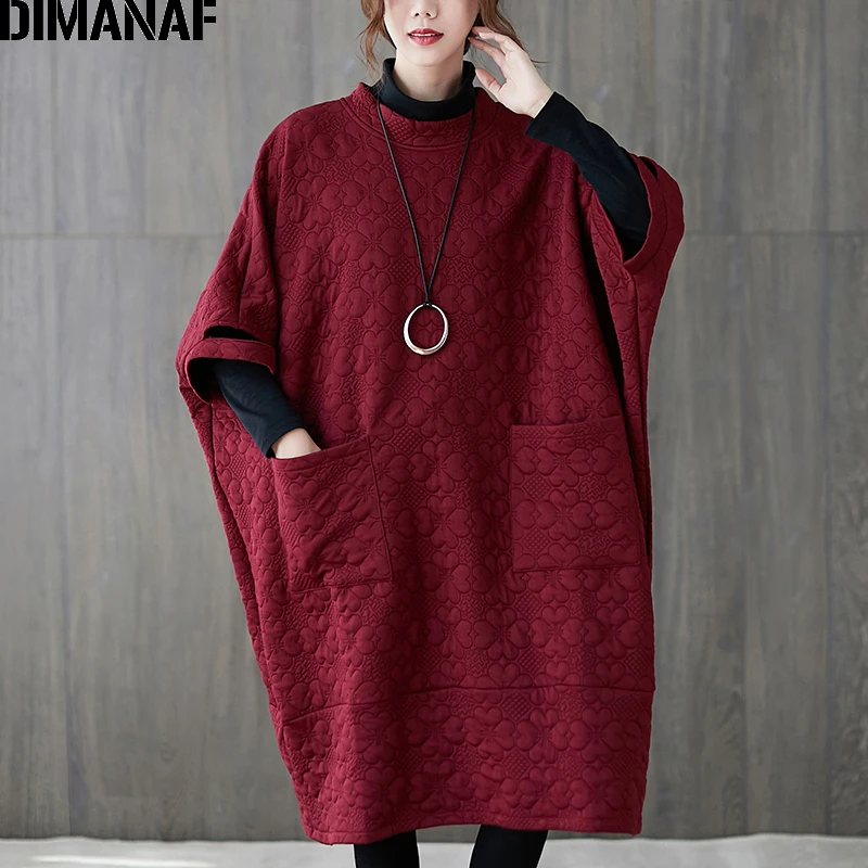 

DIMANAF Plus Size Women Hoodies Sweatshirts Vintage Lady Tops Shirts Pullover Cotton Thick Loose Oversize Clothing Autumn Winter