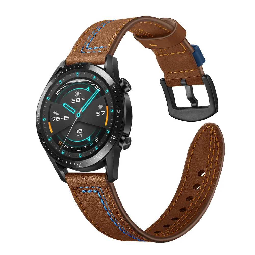 20 мм 22 мм ремешок из натуральной кожи для samsung Galaxy 42 мм 46 мм Active 2 gear S2 S3 ремешок для часов браслет для huawei Watch GT 2