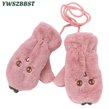 

Fashion Baby Gloves Winter Plush Warm Girls Gloves Kids Gloves Baby Boys Gloves Mittens 1 to 6 years Child Lanyard Gloves