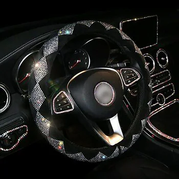 

Trim Steering Wheel Cover Colorful Shiny Rhinestone Car Accessories 15\"