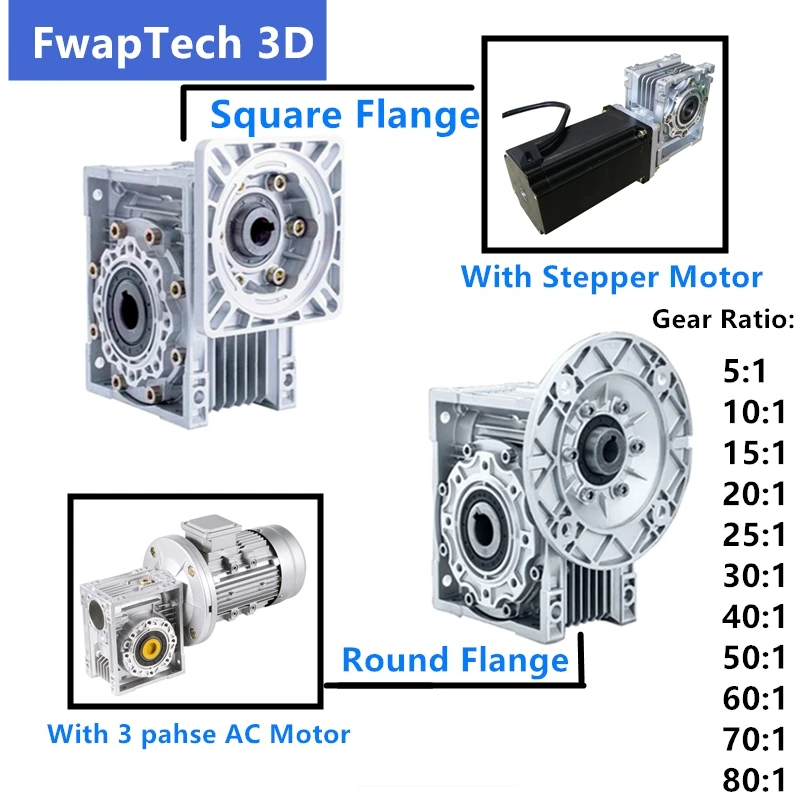 RV30 worm gear for NEMA 23 stepper motor with 8mm shaft NMRV030 worm