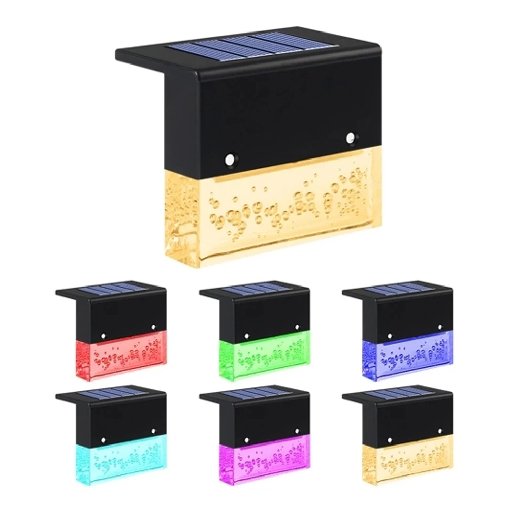 

6PCS Solar Step Light 1000mah Waterproof And Durable IP55+ RGB Light Suitable For Outdoor Garden Terrace Fence Light Black