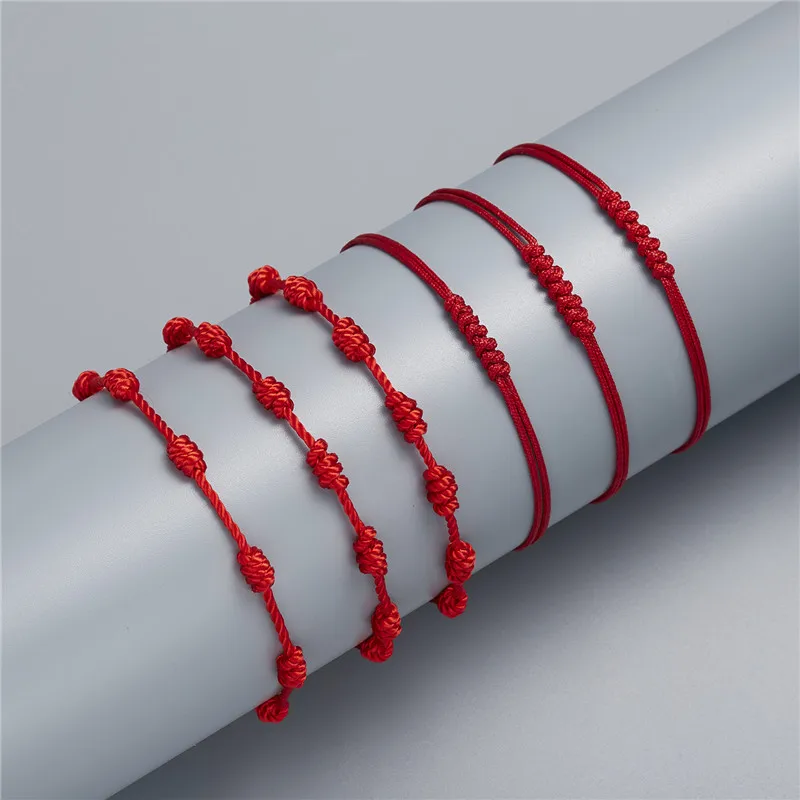 7 Knots Lucky Red String Bracelet for Protection lucky Amulet and Friendship Braid Rope Couple Jewelry charm bracelet