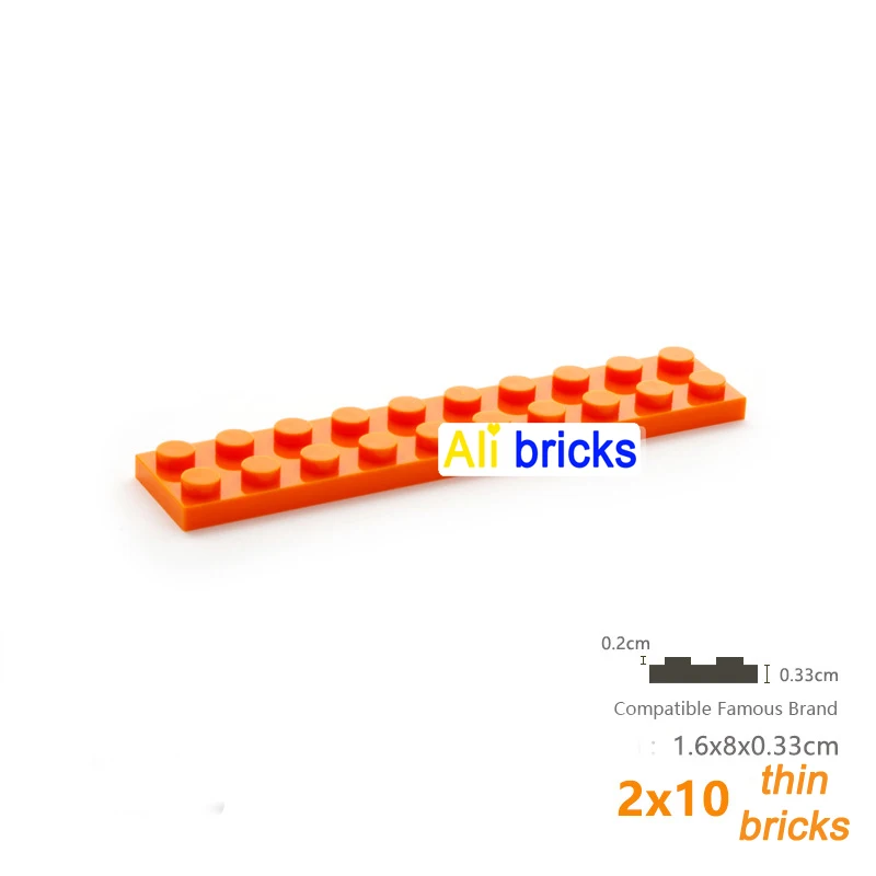 8pcs DIY 빌딩 블록 얇은 피규어 벽돌 2x10 도트 교육 크리 에이 티브 크기 3832 어린이를위한 플라스틱 장난감과 호환 가능