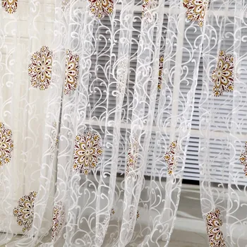 

Room Floral Tulle Window Curtain Drape Panel Decal Scarf Valances Door Decor For Living Room Curtains