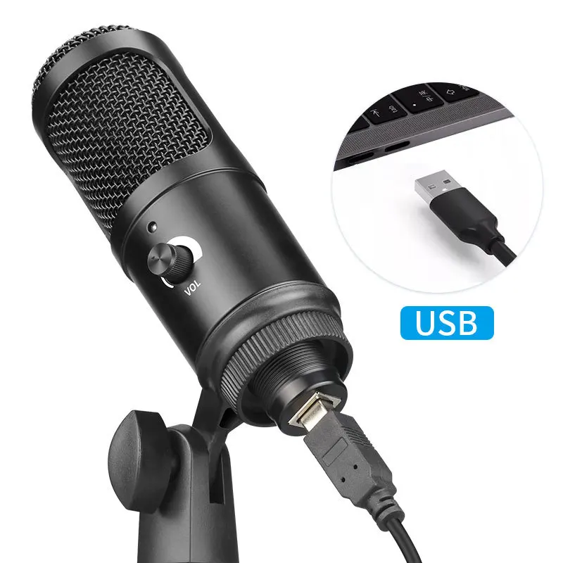 USB конденсаторный игровой микрофон для ноутбука Windows Studio Запись встроенная звуковая карта