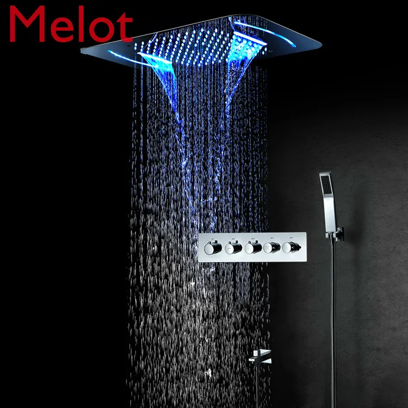 

Shower System Rainfall LED Showerheads Bathroom Faucet Concealed Mixer Thermostatic Valve Embedded Ceiling Shower panel