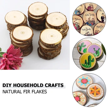 

50x Round Unfinished Wood Slices Natural Tree Bark Log Discs Circles DIY Wedding Painting Craft for Kids Children DIY Handmade