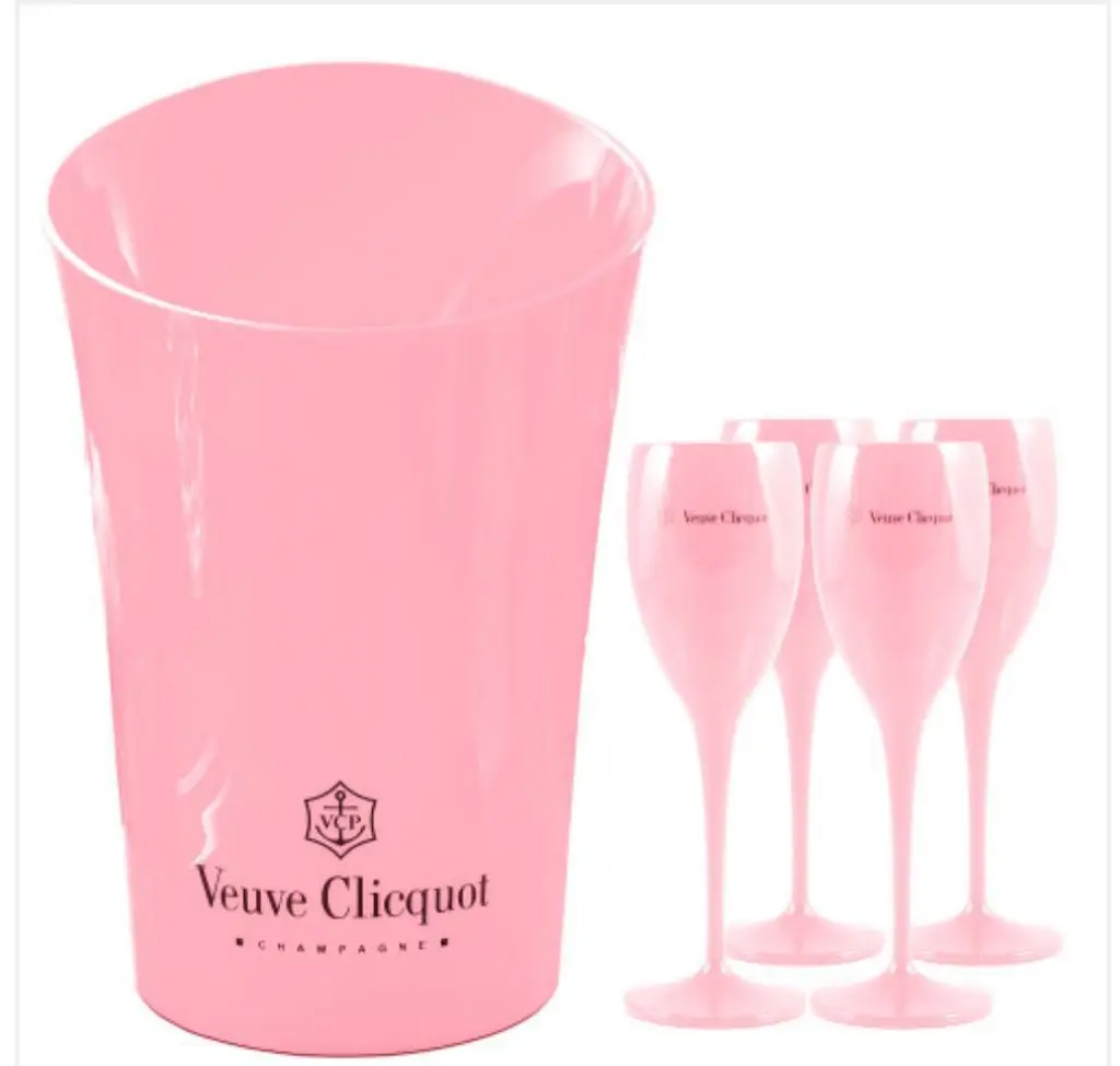 1 X Pink Veuve Clicquot Rose Plastic Acrylic Champagne Classic Flute Cup 