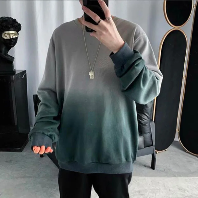 2021 New Fashion Brand Men Hoodie Sweatshirt Spring Autumn Mens Sweatshirts Color Gradient Long Sleeve Pullovers  Tops