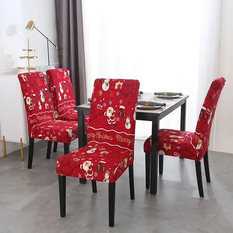 Christmas Chair Covers Santa Printed All inclusive Elastic Stretch
