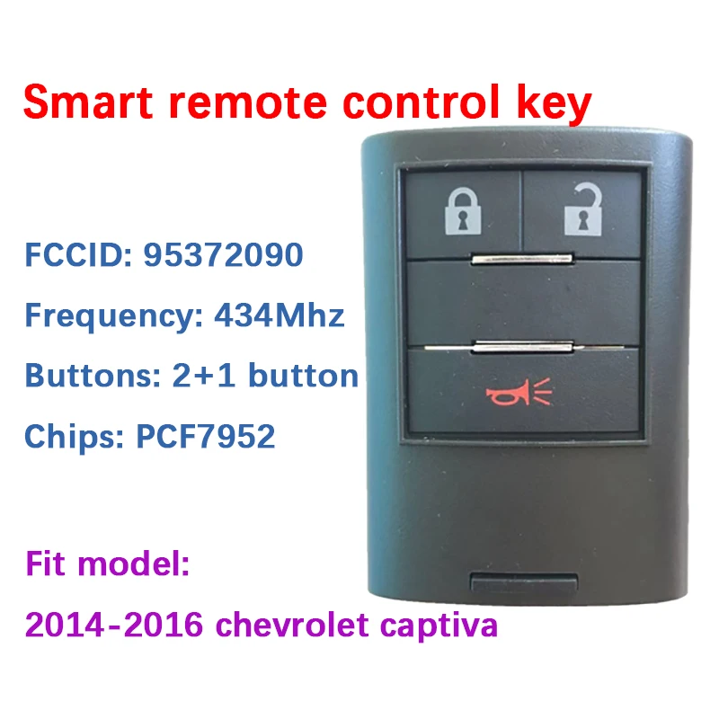 chave keyless original para 2014-2016, 434Mhz, chip PCF7952, número OEM 95372090