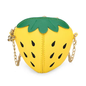 

Children Girl Strawberry Crossbody Shoulder Bag Chain Zipper Lovely for Money Keys New