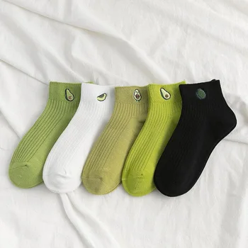 

Harajuku Avocado Socks Women Embroidery Fruit Funny Socks Femme Short Cotton Socks Ankle Streetwear Calcetines 2020 Summer