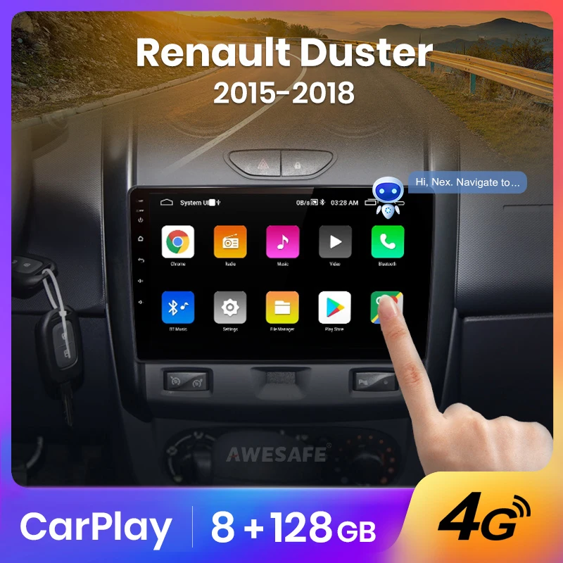 AWESAFE Android Auto Radio for Renault Duster 2015-2020 For LADA Largus 2021 Carplay 4G Car Multimedia GPS 2din autoradio |