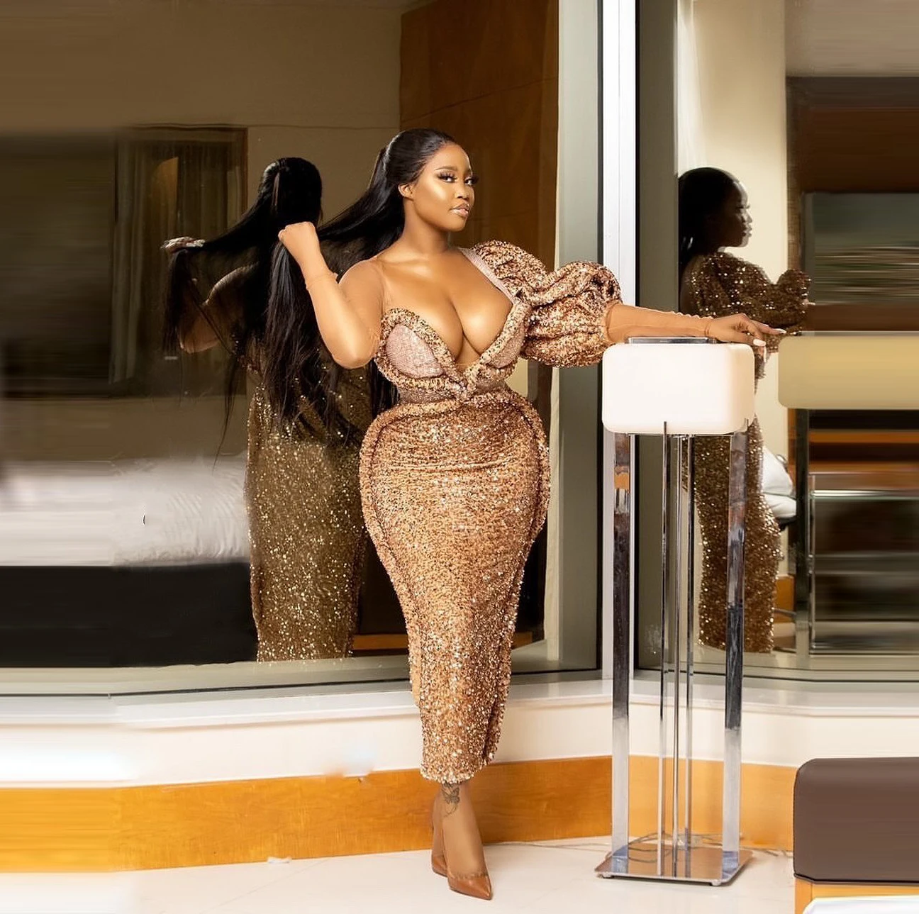 2021 New Designer Aso Ebi Evening Dresses Ankle Length Mermaid Plus Size Women Prom Gown Long Sleeves Sexy Sequins Party Dress | Свадьбы и
