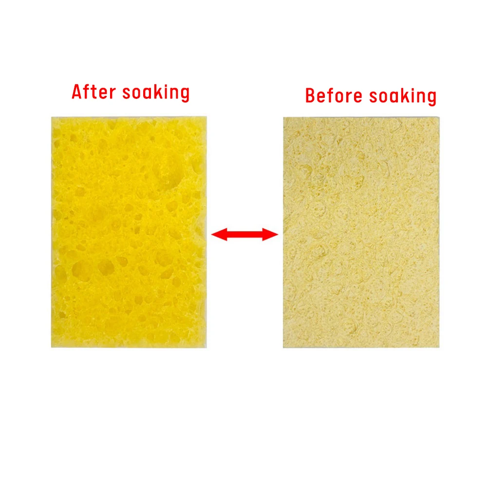 100Pcs Cleaning Sponge Cleaner Yellow Enduring Electric Welding Soldering Iron