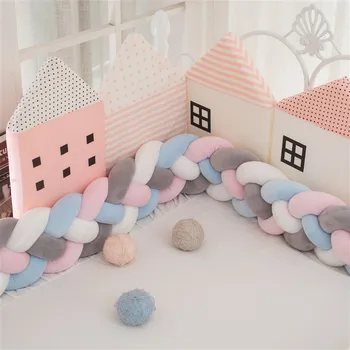 

2M Baby Bed Bumper Four Braids Baby Bumper for Boys Girls Babe Room Decor Baby Cot Bumper Crib Protector
