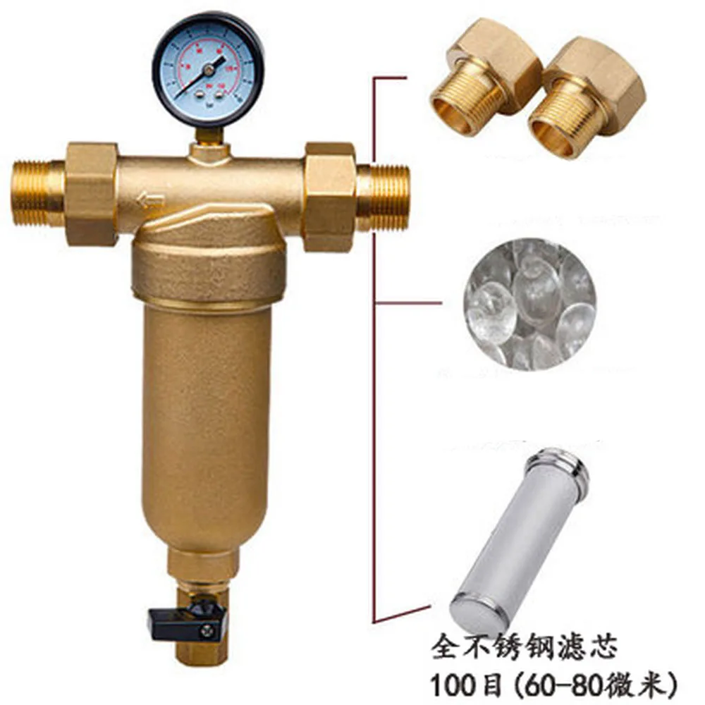 pure copper Бытовой 100 сетчатый медный фильтр для труб фильтр для подпольного отопления солнечный очиститель воды 1/" 3/4" " 40-60 микрон - Цвет: pure copper