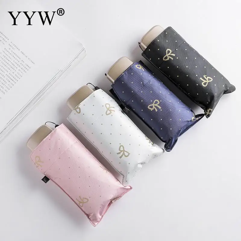 

Folding Umbrella Women'S Umbrellas For Rain And Sun Parasol Paraguas Anti-Uv Umbrella Vinyl Pongee Ambrella Bowknot Guarda Chuva