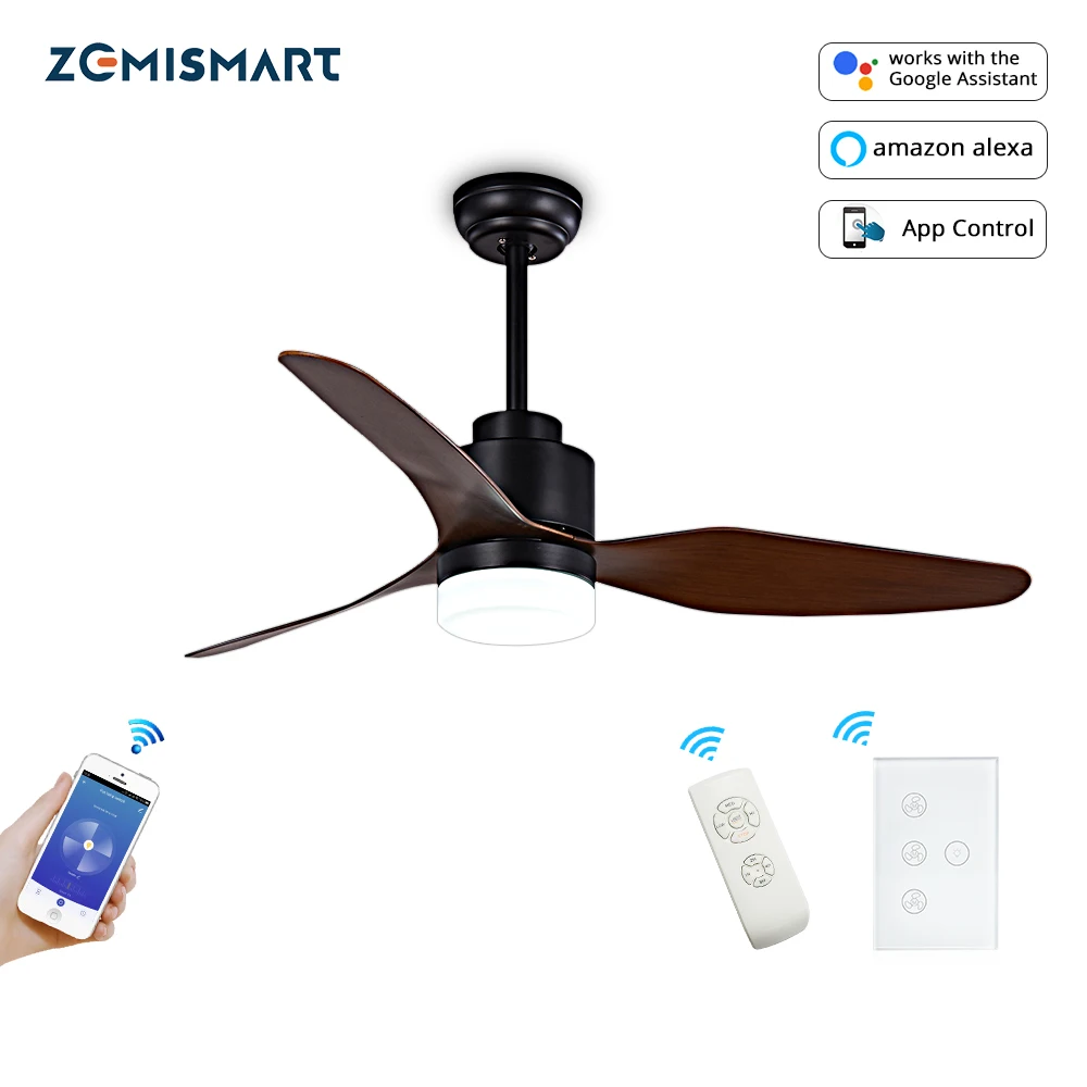 US $205.10 Zemismart WiFi Tuya Fan Light with Switch Alexa Google Home Enable App remote Timer Control