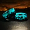 Anillos de resina azul para hombre y mujer, anillo de paisaje de madera, resina epoxi Natural, joyería Punk para dedo ► Foto 3/6