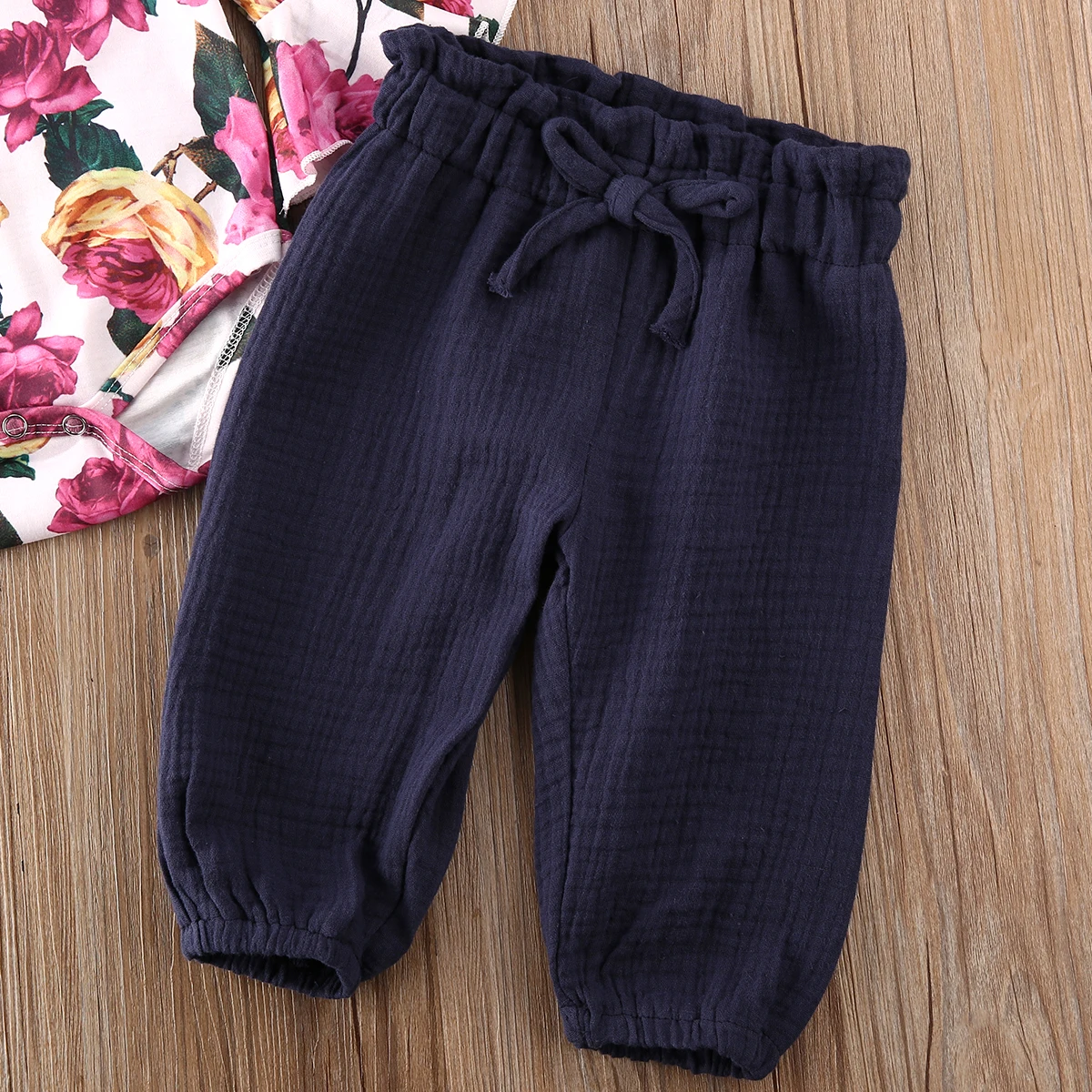 Pudcoco Newborn Baby Girl Clothes Flower Print Flare Long Sleeve Romper Tops Long Pants 2Pcs Outfits Cotton Clothes
