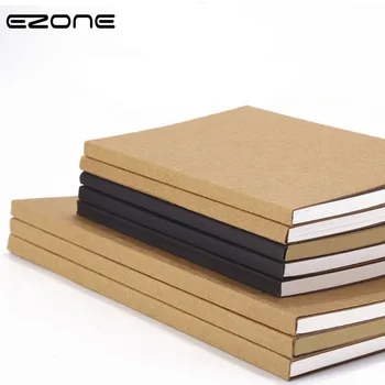 

EZONE A5 Notebook Kraft/Black Cardboard Note Book Dot/Grid/Blank/Line Inner Page Sketchbook Diary Drawing Graffiti Painting Book