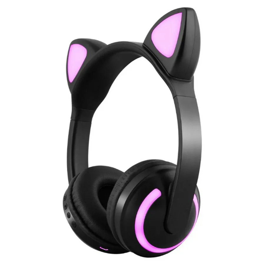 purple Кошачьи уши Беспроводная Bluetooth гарнитура повязка на голову наушники спортивный стерео светильник в виде наушников блики для IOS Andorid с коробкой - Цвет: purple