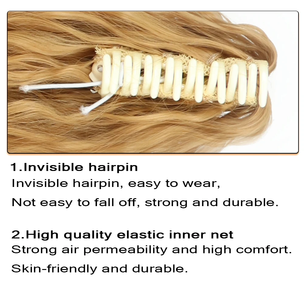 AZQUEEN Synthetic 20 Inch  Fiber Claw Clip Wavy Ponytail Extension Clip-In Hair Wig For Women