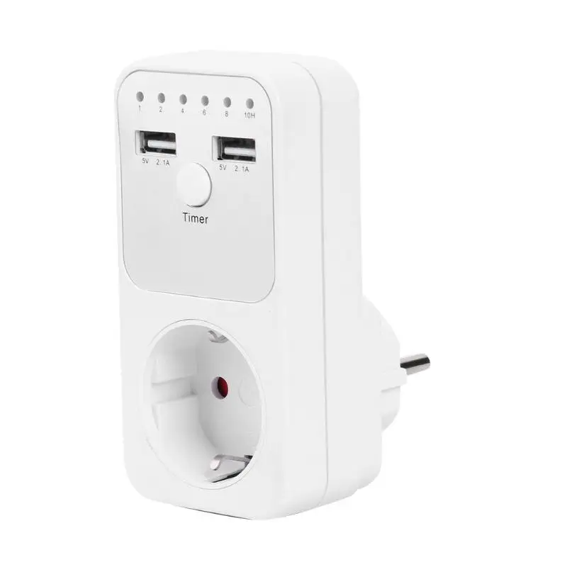 

EU Plug Dual USB Timing Socket 5V 2A Energy Saving Timer Switch Countdown Outlet Controller Power Supply for iPhone for iPad