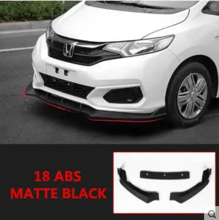 3 шт./1Ser ABS краска автомобильный бампер передний протектор для губ Подходит для HONDA FIT JAZZ GK5 / - Цвет: 18 ABS MATTE BLACK