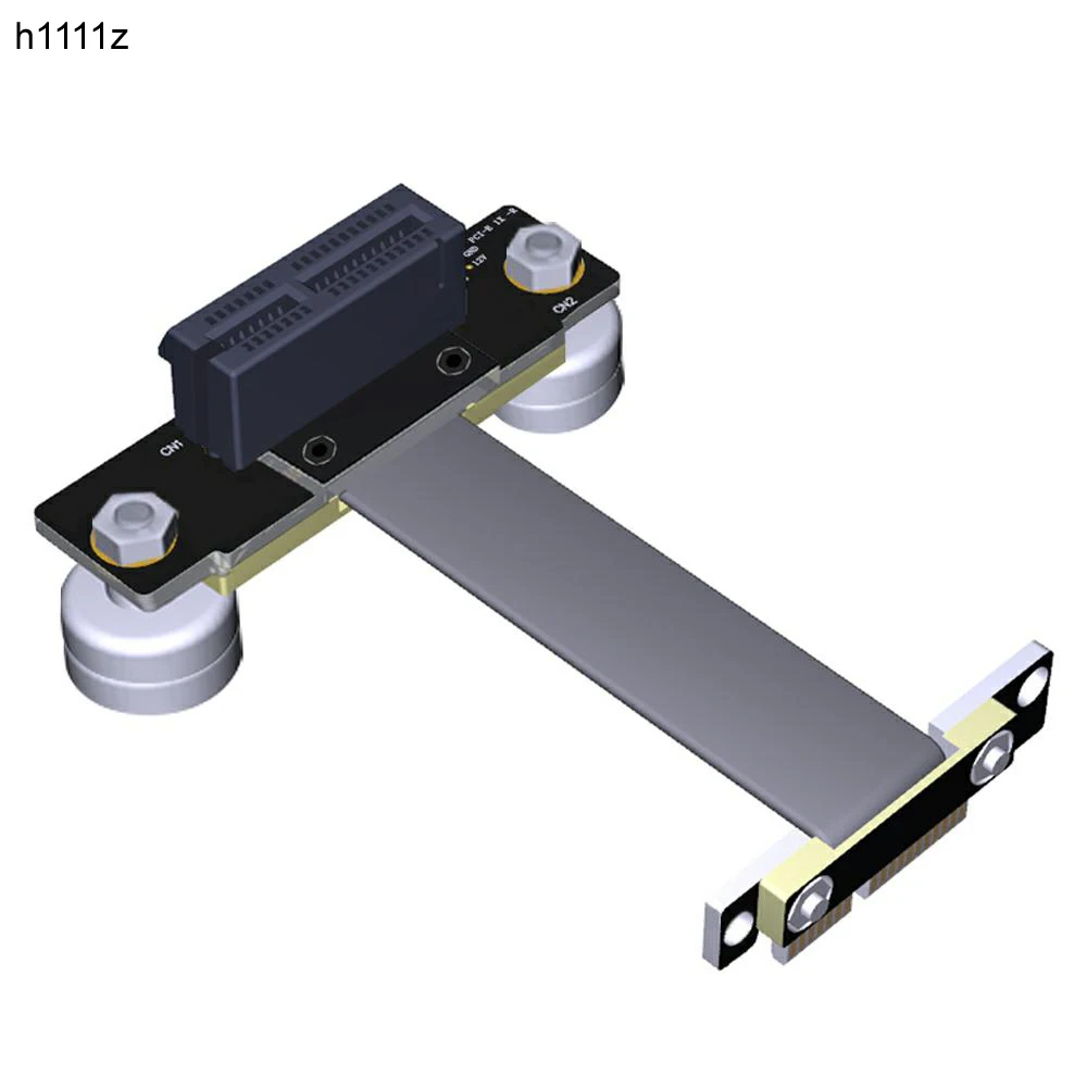 

PCIE Riser High Speed PCI Express 3.0 1X Flexible Cable Riser Card Extension Port Adapter Dual Vertical 90 Degree +Magnetic Foot